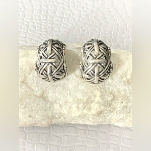 Vintage Sterling Silver 925 Knot Woven Earrings